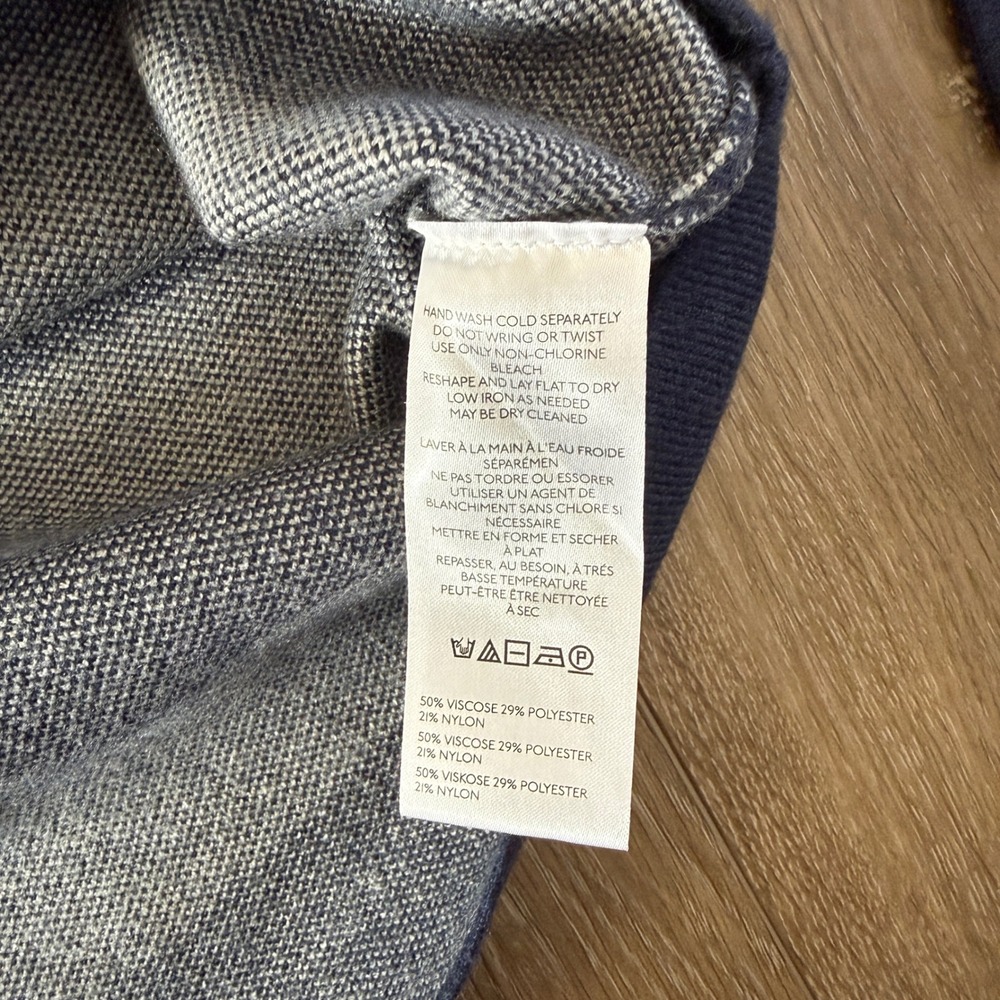 Maeve Anthropologie Striped Mock Neck Sweater Navy Blue Gray XS - Picture 3 of 6